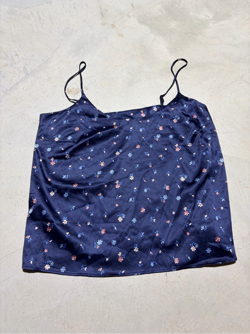 Parade Navy Floral Satin Cami pajama Top medium